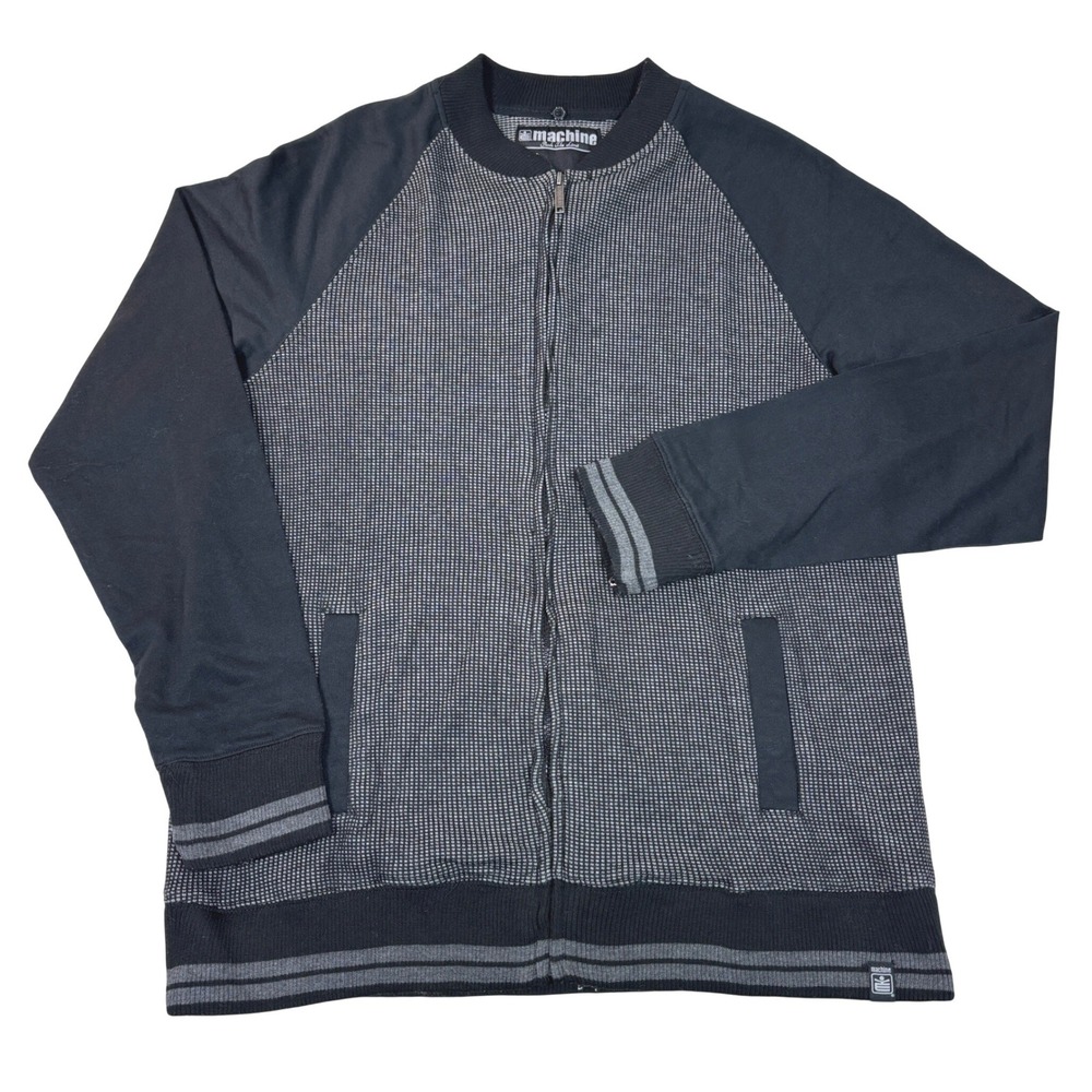 Machine Push The Limit Mens Full Zip Bomber Jacket Black Gray Size L Raglan